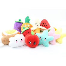 Load image into Gallery viewer, Stuffed Toy Squeaker Squeaky Plush Sound Fruits Vegetables watermelon stars Feeding Carrot Banana