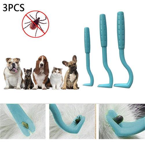 3PCS/Set Cat Dog Pet Tick Remover Set Tool Hook Tool, Lice Removal Twister Hook Tool Picker Fleas Comb