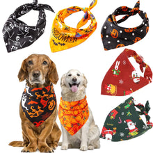 Load image into Gallery viewer, Christmas Pet Dog Bandana Small Large Dog Bibs Towel Scarf Halloween Pumpkin Printing Puppy Pet Grooming Costume Accessories