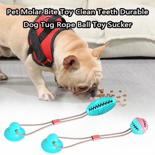 Dog Bite Toy with Suction Cup Doggy Pull Ball Multifunction Pet Molar Bite Toy Durable Dog Tug Rope Ball Toy - Tugging
