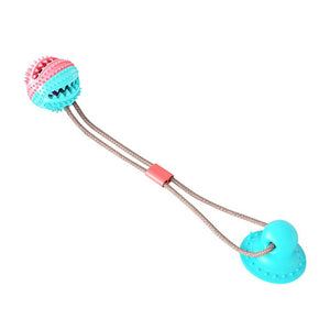 Dog Bite Toy with Suction Cup Doggy Pull Ball Multifunction Pet Molar Bite Toy Durable Dog Tug Rope Ball Toy - Tugging