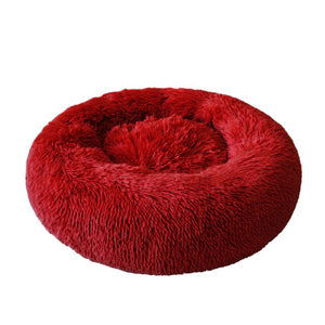 Kennel Pet Dog Bed Warm Dog House Soft Round Dog Bed  Long Plush Puppy Cushion Nest Comfortable Pet Bed Mat