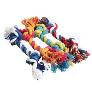 1 pcs Pets dogs pet supplies Pet Dog Puppy Cotton Chew Knot Toy Durable Braided Bone Rope 15CM Funny Tool (Random Color )