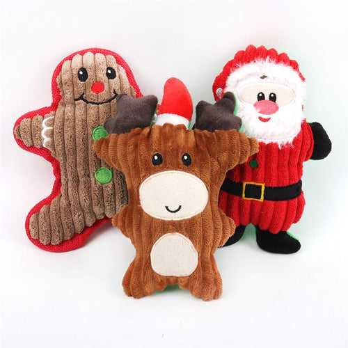 New Christmas Santa Claus Pet Dog Toys Chew Squeaker Pet Plush Toys For Dogs Cute Biting Rope Sound Toys